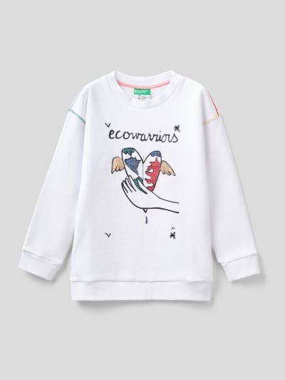 Kids' Benetton Jccxucb Warm Print Sweatshirt White | NZ923305