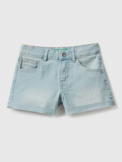 Kids' Benetton Jean "Eco-recycle" Denim Shorts Light Blue | NZ465014