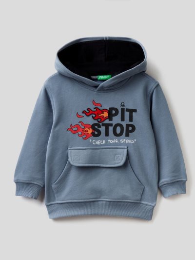 Kids' Benetton Kangaroo Pocket Hoodie Air Force Blue | NZ438739