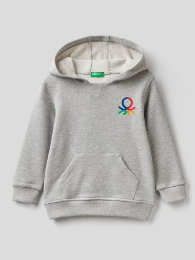 Kids' Benetton Kangaroo Pocket Hoodie Grey | NZ106417
