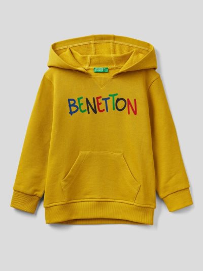 Kids' Benetton Kangaroo Pocket Hoodie Mustard | NZ605636