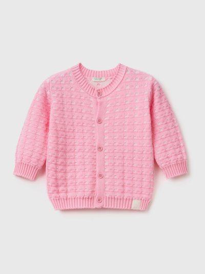 Kids' Benetton Knit Buttons Cardigan Pink | NZ378939