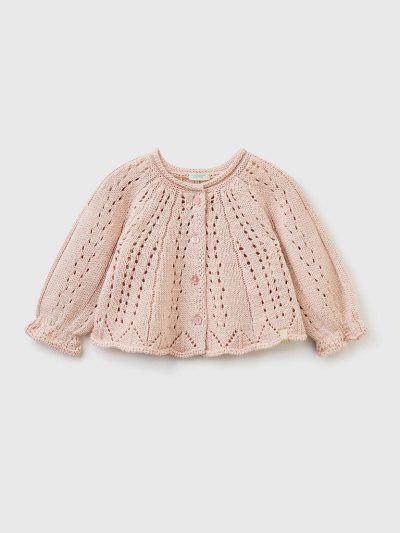 Kids' Benetton Knit Lurex Cardigan Soft Pink | NZ719529