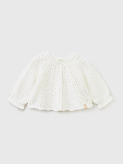 Kids' Benetton Knit Lurex Cardigan White | NZ323015