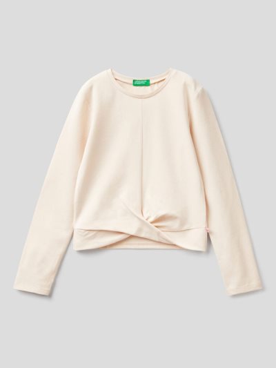 Kids' Benetton Knot Long Sleeve T-shirts Creamy White | NZ886676