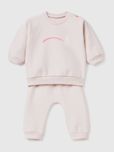 Kids' Benetton Light Sweat Dungarees Soft Pink | NZ047245