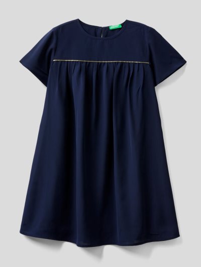 Kids' Benetton Lightweight Lurex Detail Dress Dark Blue | NZ737948