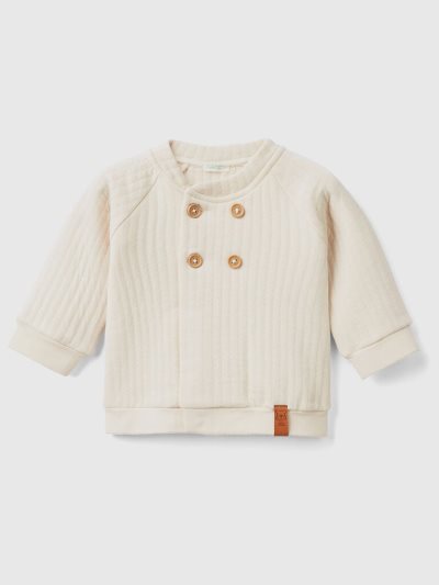 Kids' Benetton Lightweight Quilted-look Sweatshirt Vanilla | NZ533261