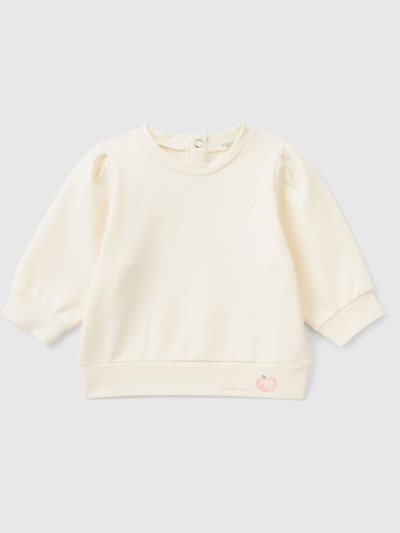 Kids' Benetton Lightweight Stretch Cotton Sweatshirt Creamy White | NZ737246