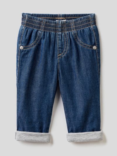 Kids' Benetton Lined Pure Cotton Trousers Blue | NZ409747