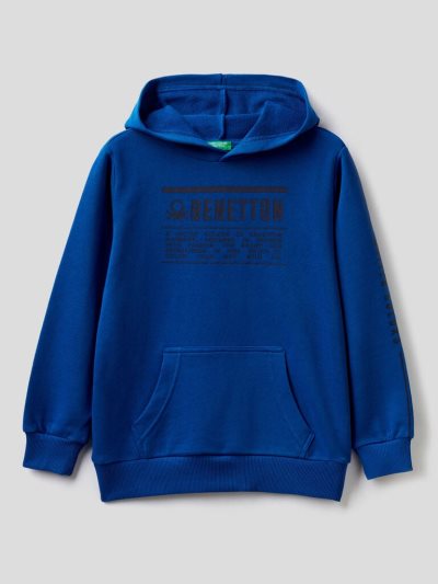 Kids' Benetton Logo Hoodie Bright Blue | NZ625179
