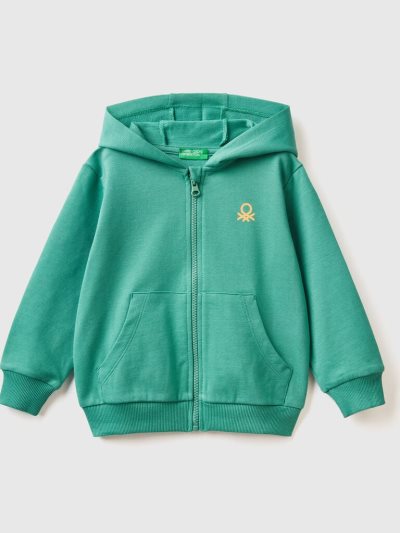 Kids' Benetton Logo Hoodie Dark Green | NZ541911