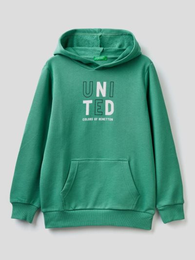 Kids' Benetton Logo Hoodie Green | NZ786488