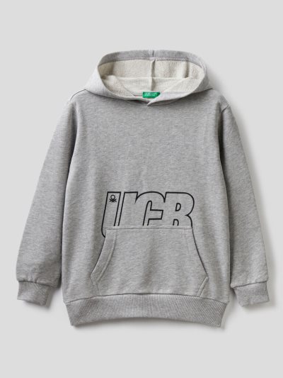 Kids' Benetton Logo Hoodie Grey | NZ767795
