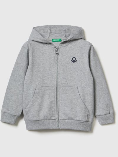 Kids' Benetton Logo Hoodie Light Grey | NZ470482