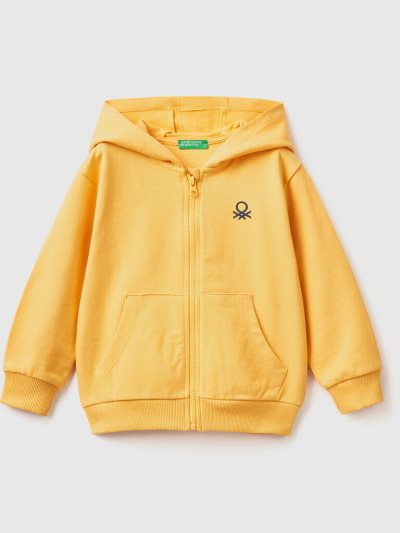 Kids' Benetton Logo Hoodie Yellow | NZ997819