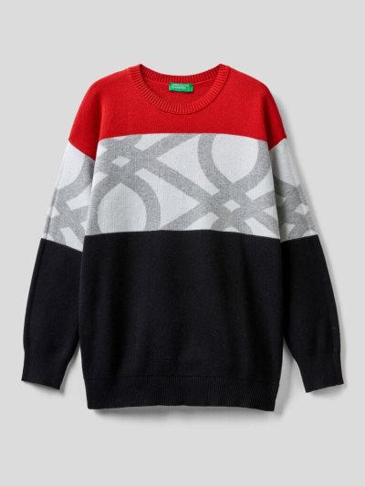 Kids' Benetton Logo Inlay Sweaters Red | NZ435973