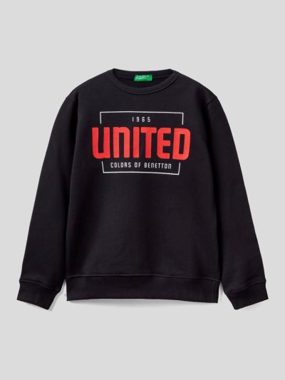 Kids' Benetton Logo Print Hoodie Black | NZ116688