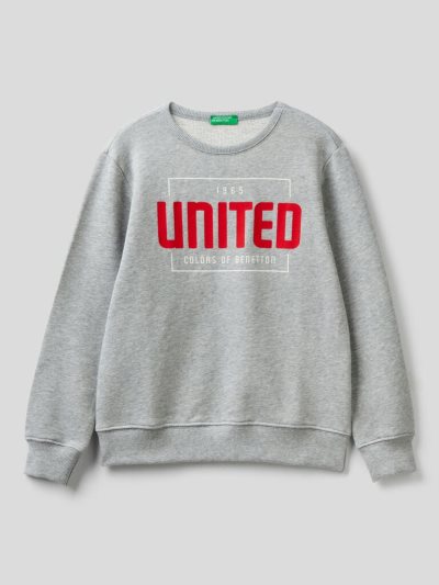 Kids' Benetton Logo Print Hoodie Grey | NZ360608
