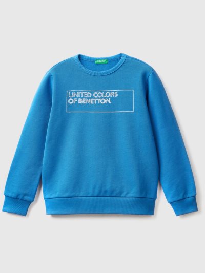 Kids' Benetton Logo Print Sweatshirt Bright Blue | NZ771835