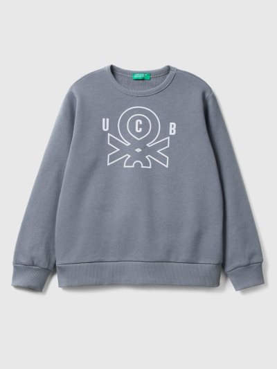 Kids' Benetton Logo Print Sweatshirt Dark Grey | NZ651320