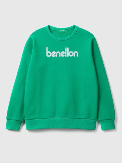 Kids' Benetton Logo Print Sweatshirt Green | NZ599408
