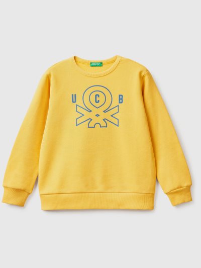 Kids' Benetton Logo Print Sweatshirt Yellow | NZ024967