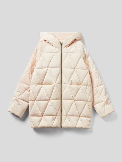 Kids' Benetton Long Quilted Padded Jackets Creamy White | NZ010325