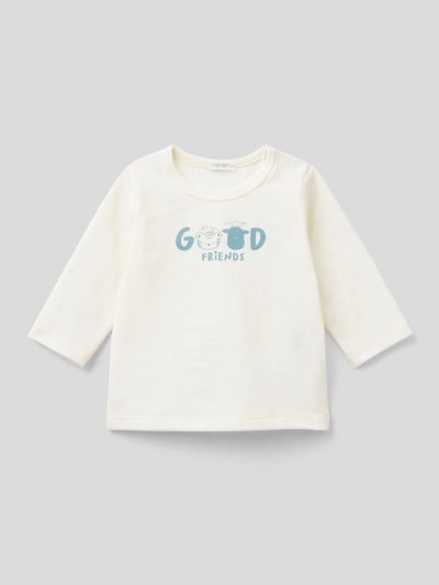 Kids' Benetton Long Sleeve 100% Organic Cotton T Shirts White | NZ633840