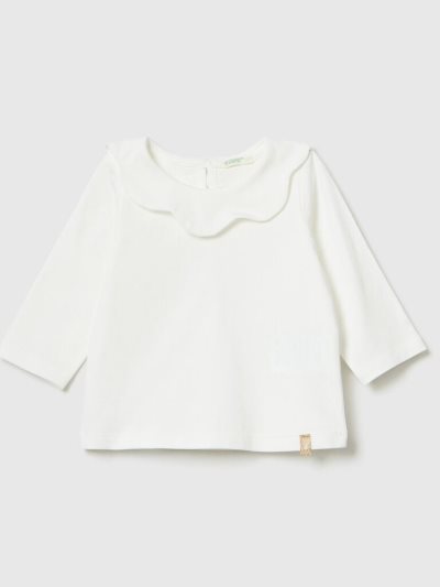Kids' Benetton Long Sleeve Collar T Shirts Creamy White | NZ869527