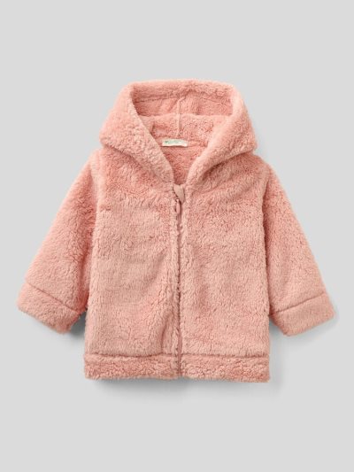 Kids' Benetton Long Sleeve Fleece Hoodie Pastel Pink | NZ233662