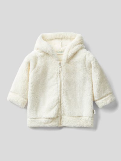 Kids' Benetton Long Sleeve Fleece Hoodie Creamy White | NZ488548
