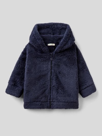Kids' Benetton Long Sleeve Fleece Hoodie Dark Blue | NZ563708