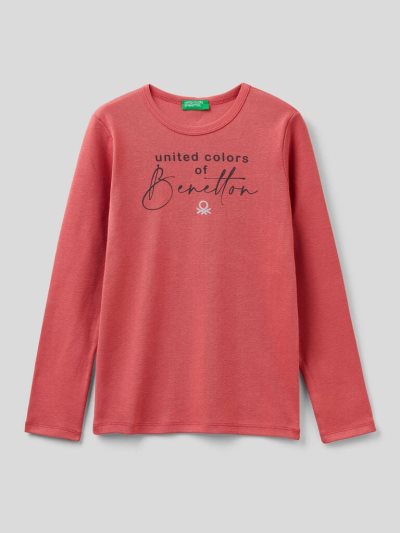 Kids' Benetton Long Sleeve Glitter Print T Shirts Strawberry | NZ758806