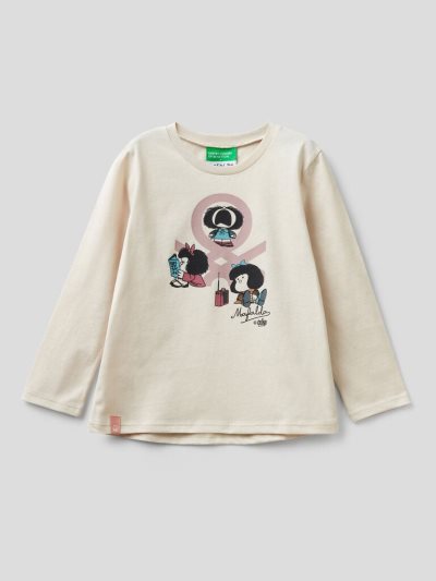 Kids' Benetton Long Sleeve "Mafalda" T Shirts Creamy White | NZ640747