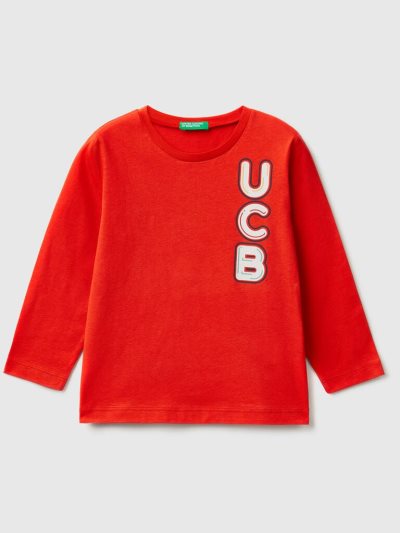 Kids' Benetton Long Sleeve Organic Cotton T Shirts Red | NZ383272