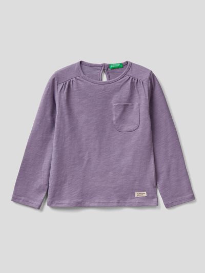 Kids' Benetton Long Sleeve Organic Cotton T Shirts Lilac | NZ612912