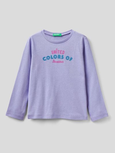 Kids' Benetton Long Sleeve Organic Cotton T Shirts Lilac | NZ989375