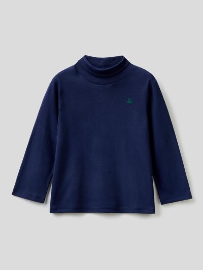 Kids' Benetton Long Sleeve Turtle Neck T Shirts Dark Blue | NZ165177