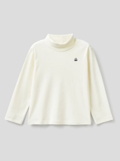 Kids' Benetton Long Sleeve Turtle Neck T Shirts Creamy White | NZ232544