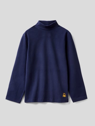 Kids' Benetton Long Sleeve Turtle Neck T Shirts Dark Blue | NZ629635