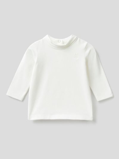 Kids' Benetton Long Sleeve Turtleneck T Shirts Creamy White | NZ608401