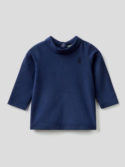 Kids' Benetton Long Sleeve Turtleneck T Shirts Dark Blue | NZ727820