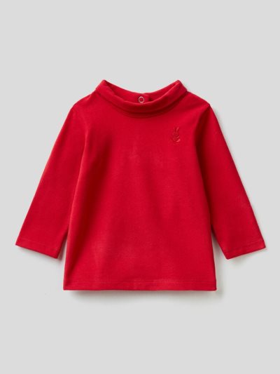 Kids' Benetton Long Sleeve Turtleneck T Shirts Burgundy | NZ897964