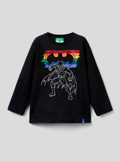 Kids' Benetton Long Sleeve ©&™dc Comics T Shirts Black | NZ784760