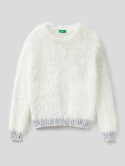 Kids' Benetton Long-haired Yarn Sweaters White | NZ048010