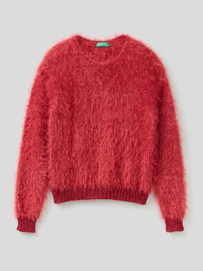 Kids' Benetton Long-haired Yarn Sweaters Mauve | NZ916929