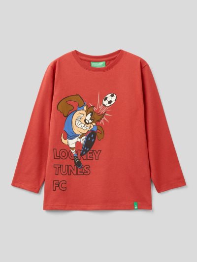 Kids' Benetton Looney Tunes Warm Cotton Long Sleeve T-shirts Red | NZ032843