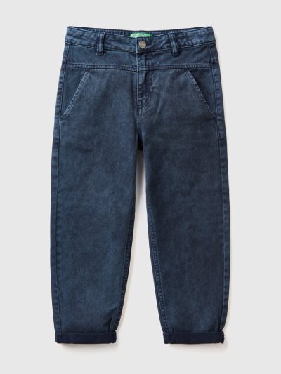 Kids' Benetton Loose Fit Cotton Trousers Dark Blue | NZ482728