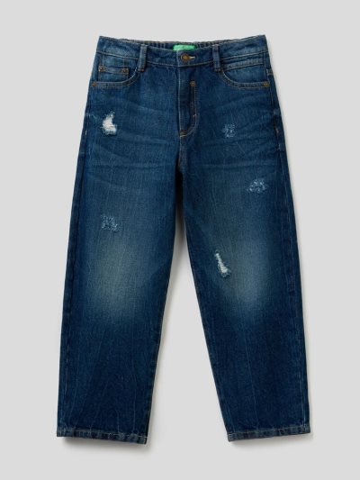 Kids' Benetton Loose Fit "Eco-recycle" Denim Jeans Dark Blue | NZ861454